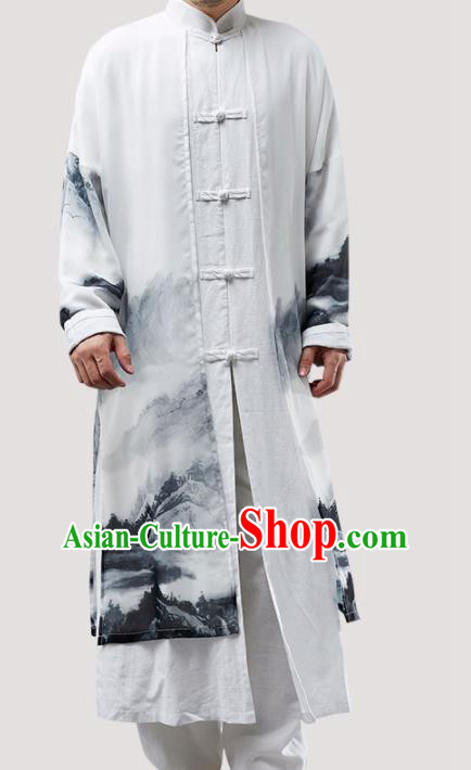 Chinese Traditional Costume Tang Suit Long Gown National Mandarin Robe for Men