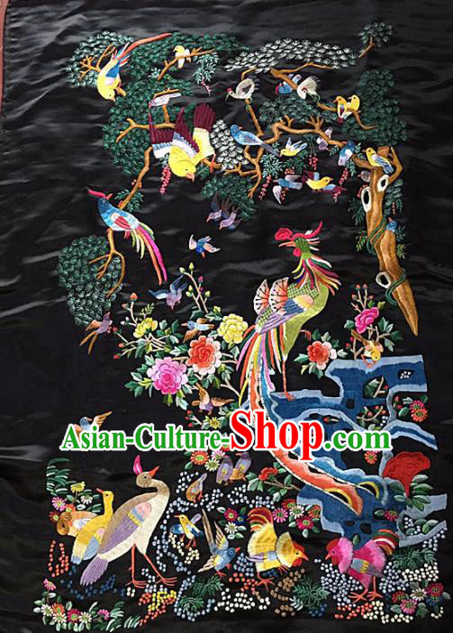 Chinese Traditional Embroidery Craft Embroidered Phoenix Silk Patches Handmade Embroidering Accessories