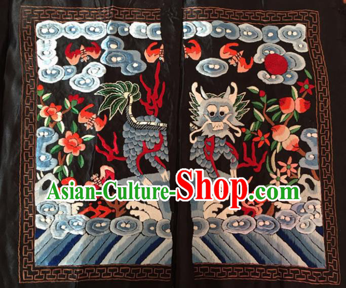 Chinese Traditional Handmade Embroidery Craft Embroidered Kylin Silk Patches Embroidering Accessories