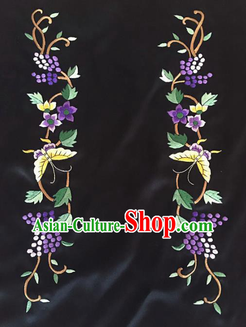 Chinese Traditional Embroidered Grape Butterfly Silk Patches Handmade Embroidery Craft