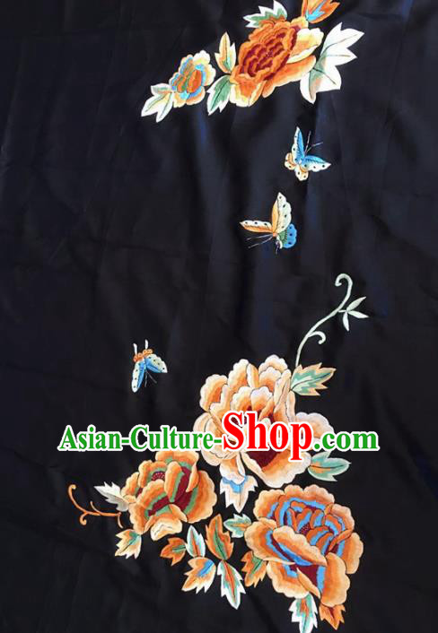 Chinese Traditional Embroidered Peony Silk Patches Handmade Embroidery Craft