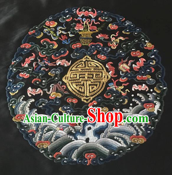 Asian Chinese Traditional Embroidered Bats Silk Patches Handmade Embroidery Craft