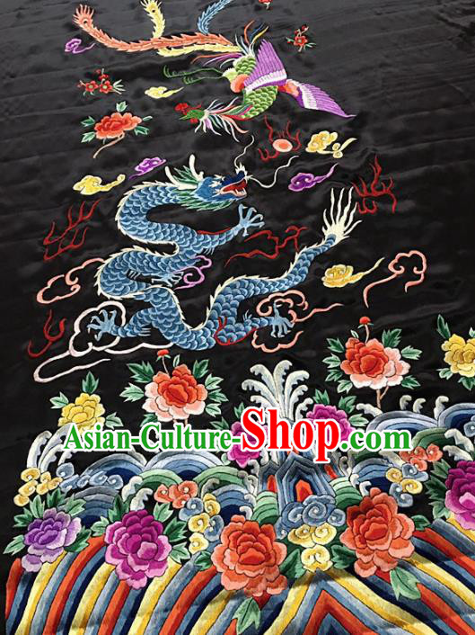 Chinese Traditional Embroidered Dragon Phoenix Silk Patches Cloth Fabric Handmade Embroidery Craft
