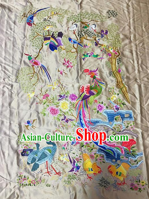 Chinese Traditional Embroidered White Cloth Patches Handmade Embroidery Butterfly Peony Craft Silk Fabric