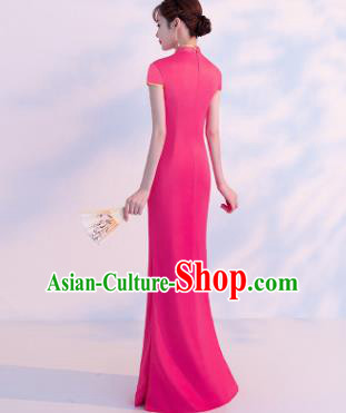 Chinese Traditional Costumes Elegant Embroidered Pink Cheongsam Qipao Dress for Women
