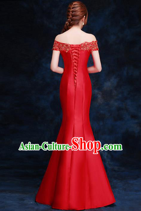 Chinese Traditional Costumes Elegant Embroidered Phoenix Full Dress Wedding Qipao Dress for Women