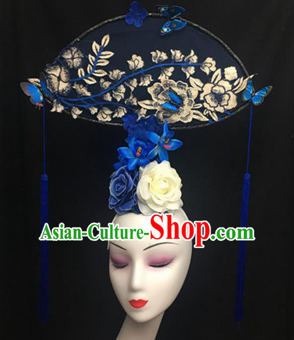 Top Halloween Stage Show Giant Hair Accessories Chinese Traditional Catwalks Headpiece for Women