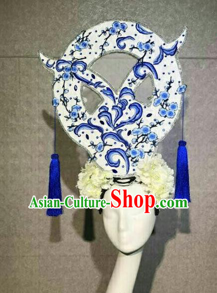 Asian Chinese Traditional Hair Accessories Catwalks White Flowers Headdress for Women