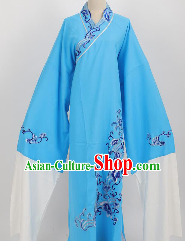 Professional Chinese Traditional Beijing Opera Niche Blue Robe Ancient Scholar Costume for Men