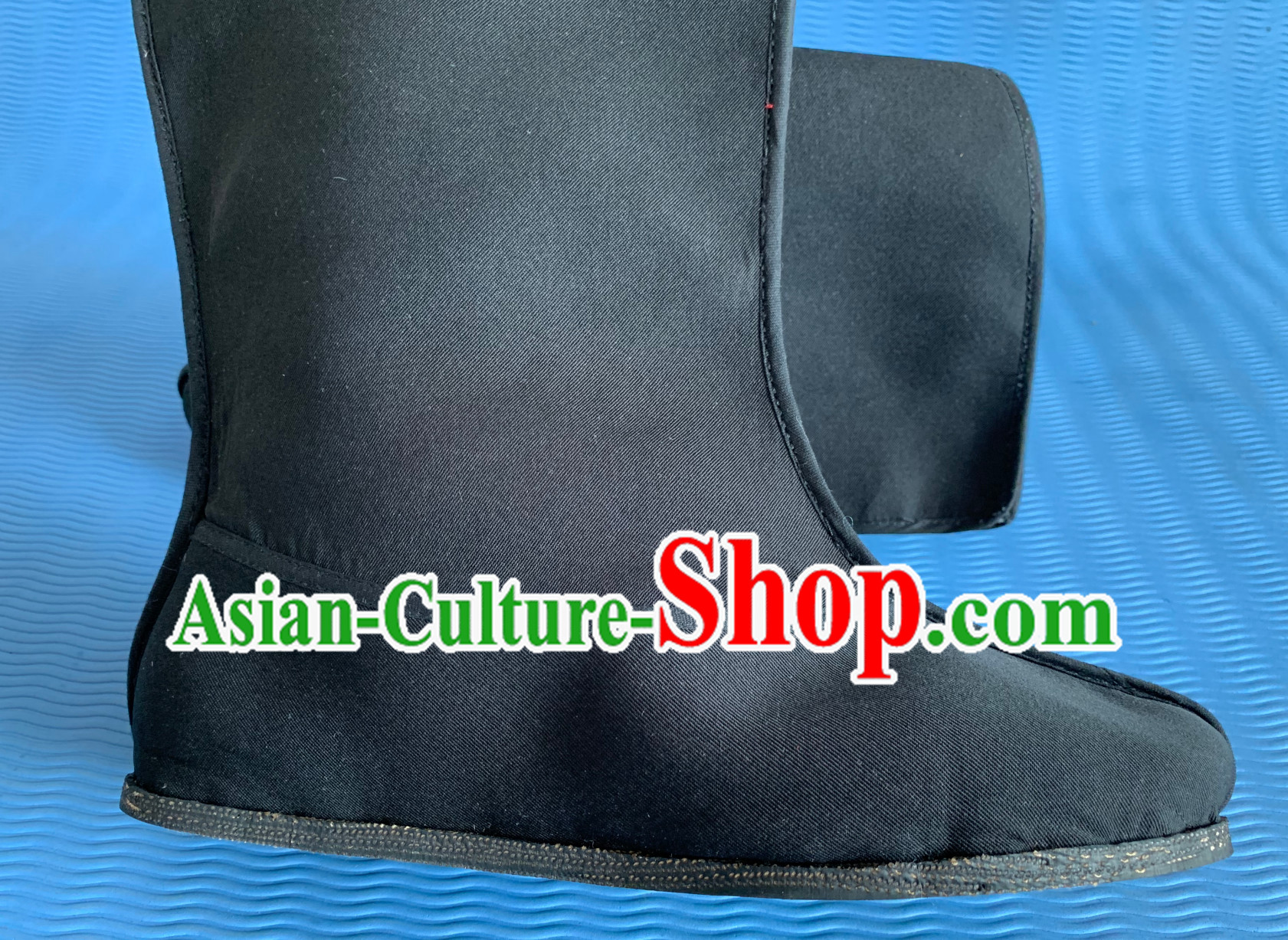 Chinese Opera Black Shoes Ancient Han Dynasty Warrior Black Boots for Men