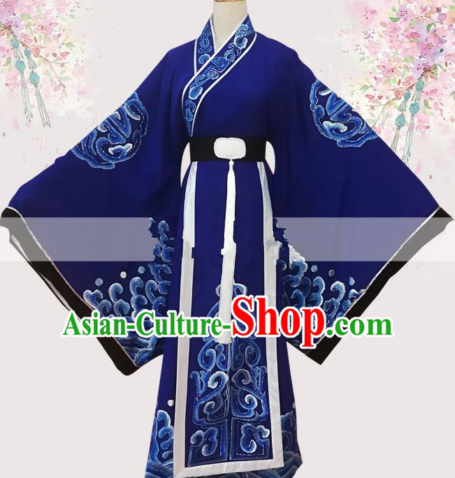 Professional Chinese Traditional Beijing Opera Officer Royalblue Ceremonial Robe Ancient Nobility Childe Costume for Men