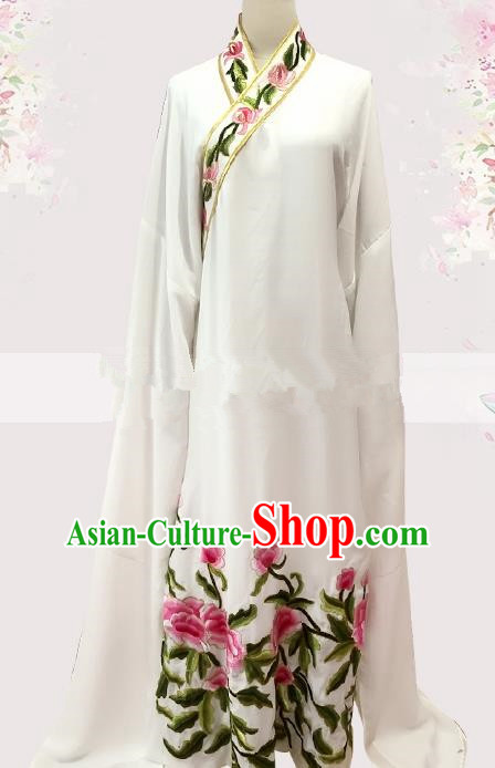Professional Chinese Traditional Beijing Opera White Embroidered Robe Ancient Scholar Costume for Men