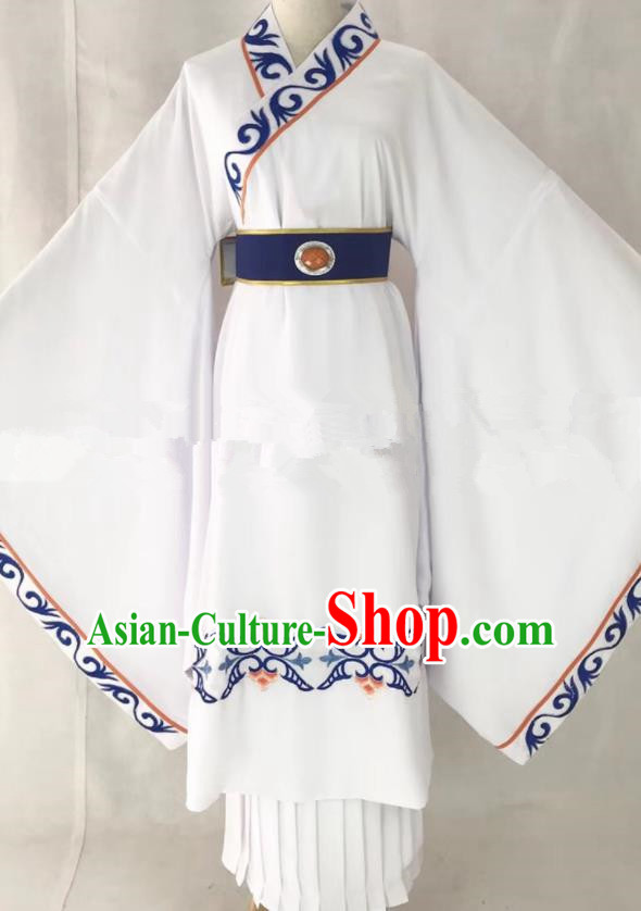 Professional Chinese Traditional Beijing Opera White Clothing Ancient Scholar Costume for Men