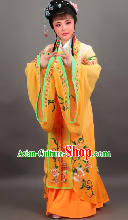 Chinese Traditional Peking Opera Diva Empress Orange Dress Ancient Court Queen Costume for Women