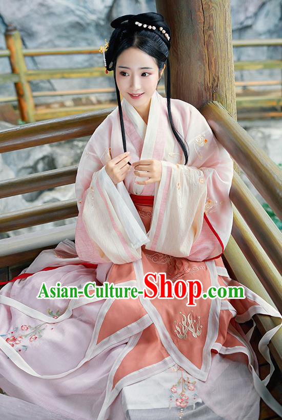 Asian Chinese Jin Dynasty Imperial Consort Hanfu Dress Traditional Ancient Myth Goddess Luo Costumes for Women