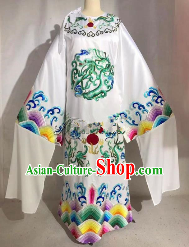 Professional Chinese Traditional Beijing Opera White Imperial Robe Ancient Emperor Costume for Men