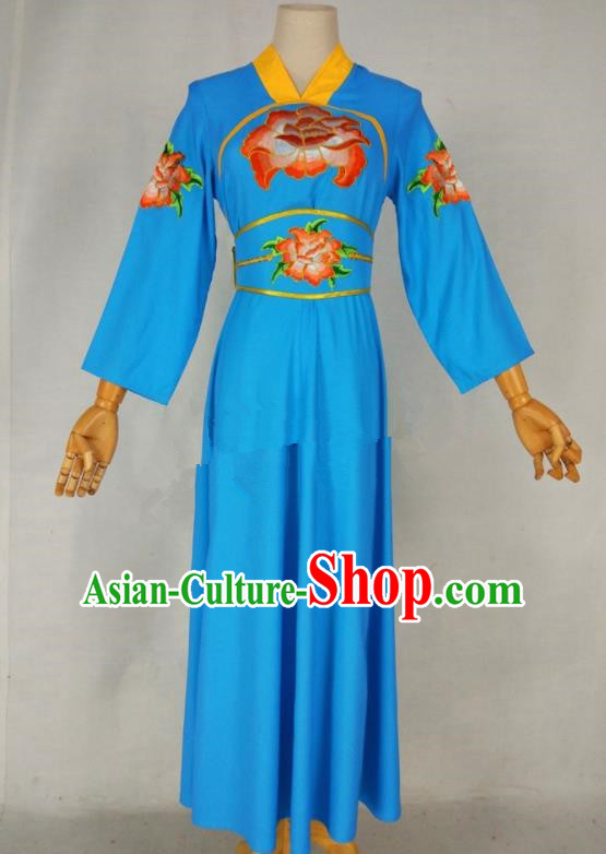 Chinese Traditional Peking Opera Young Lady Blue Dress Ancient Servant Girl Costume for Women