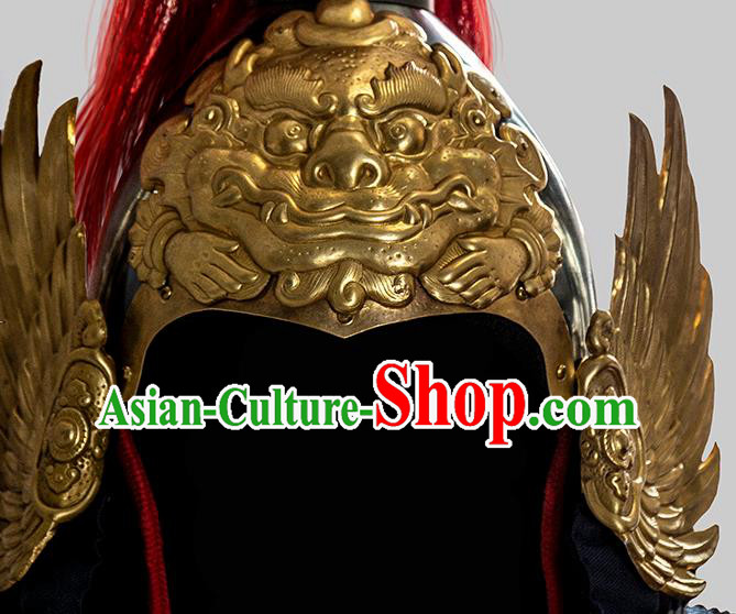Chinese Traditional Helmet Hanfu Headwear Ancient Ming Dynasty General Hat for Men