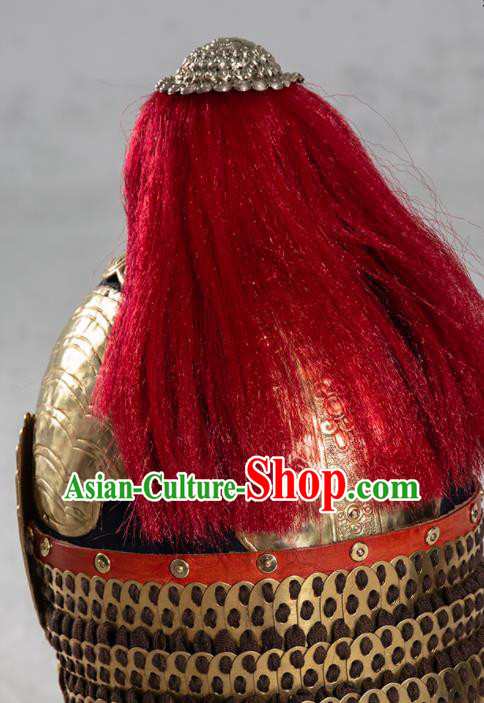 Chinese Traditional Ming Dynasty Helmet Hanfu Headwear Ancient General Hat for Men