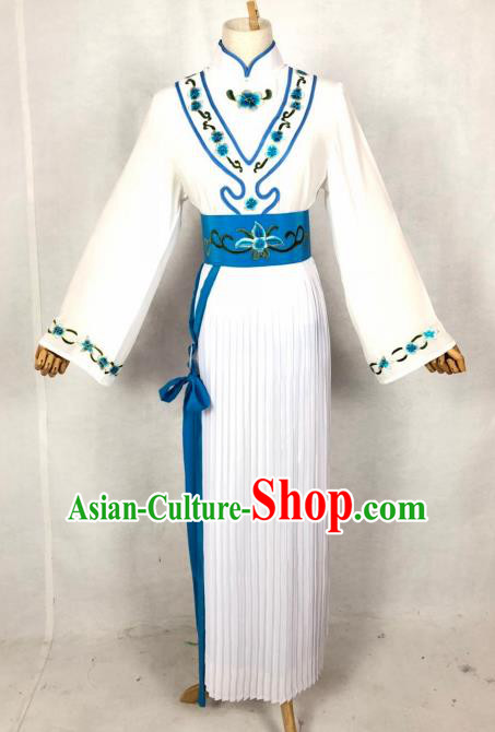 Chinese Traditional Peking Opera Servant Girl White Dress Ancient Maidservant Costume for Women