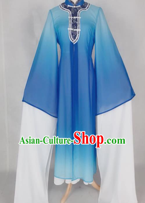 Chinese Traditional Peking Opera Actress Qin Xianglian Blue Dress Ancient Countess Costume for Women