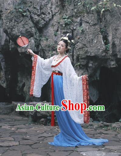 Asian Chinese Tang Dynasty Royal Empress Hanfu Dress Traditional Ancient Goddess Imperial Concubine Costumes for Women