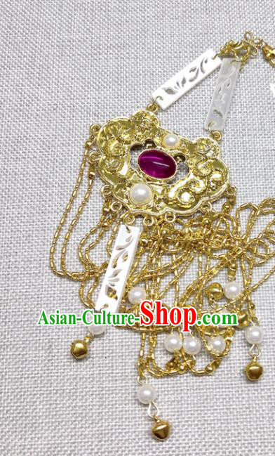 Chinese Traditional Hanfu Golden Waist Accessories Ancient Princess Tassel Belt Pendant for Women