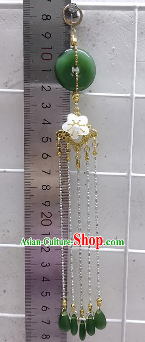 Chinese Traditional Hanfu Green Brooch Accessories Ancient Princess Tassel Breastpin Pendant for Women