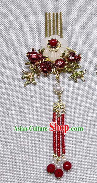 Chinese Traditional Hair Accessories Hanfu Pomegranate Hairpins Ancient Princess Hair Comb for Women
