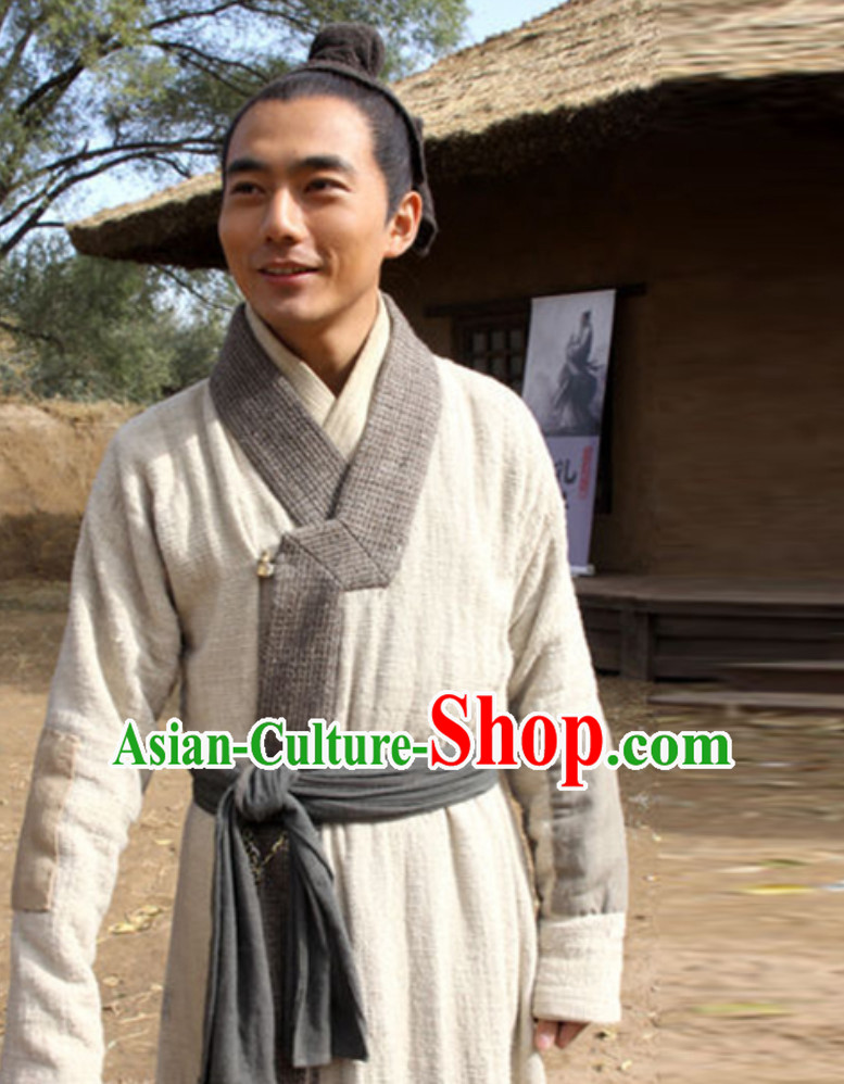 Asian Chinese Traditional China Male Civilian Costumes Common People Hanfu Costumes for Men