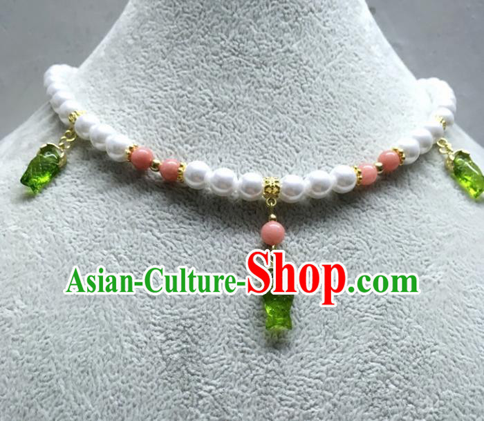 Chinese Traditional Hanfu Green Fish Necklace Accessories Ancient Princess Necklet for Women