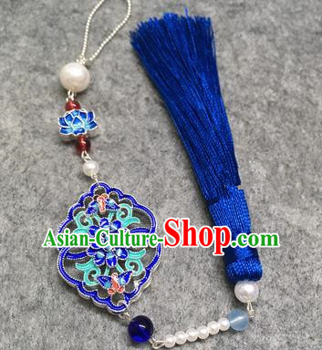Chinese Traditional Hanfu Accessories Blueing Brooch Pendant Ancient Qing Dynasty Queen Breastpin for Women