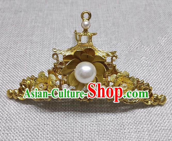 Chinese Ancient Palace Princess Golden Hair Crown Traditional Hair Accessories Hanfu Hairpins for Women