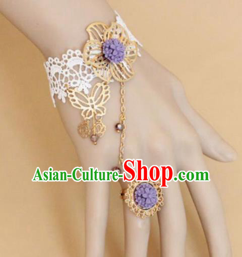 Top Grade Handmade Halloween Cosplay Bangle Fancy Ball White Lace Bracelet Accessories for Women