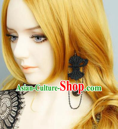 Top Grade Handmade Halloween Cosplay Gothic Earrings Fancy Ball Black Lace Ear Accessories for Women
