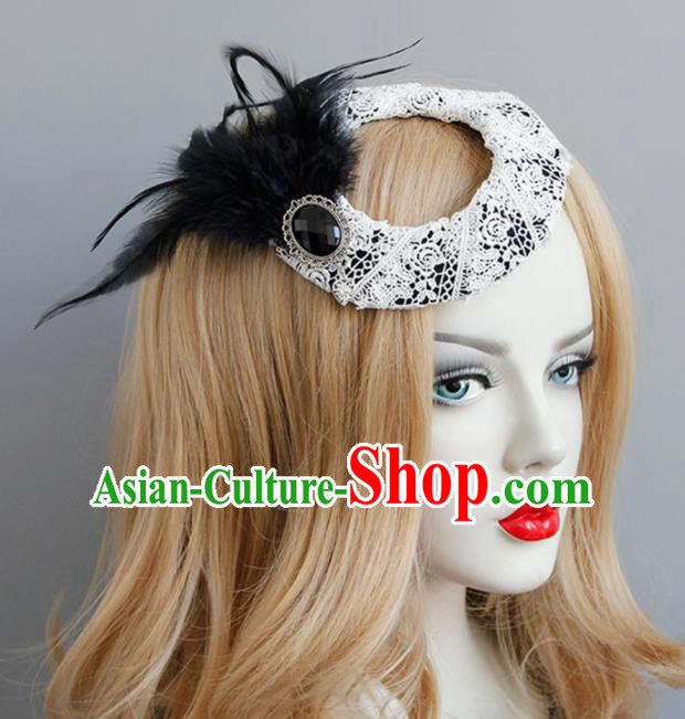 Top Grade Gothic Queen White Lace Top Hat Halloween Cosplay Fancy Ball Handmade Hair Accessories for Women