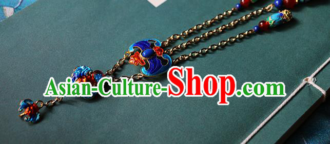 Chinese Ancient Qing Dynasty Cloisonne Bat Brooch Pendant Traditional Hanfu Imperial Consort Accessories for Women