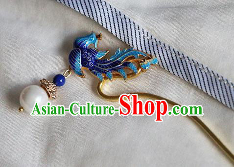 Chinese Ancient Qing Dynasty Imperial Consort Cloisonne Phoenix Hairpins Traditional Hanfu Court Hair Accessories for Women