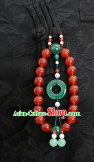Chinese Ancient Qing Dynasty Agate Beads Brooch Pendant Traditional Hanfu Imperial Consort Accessories for Women