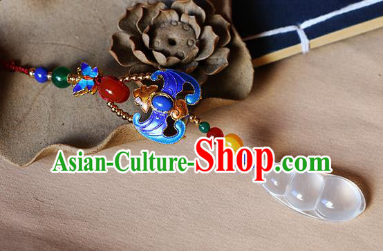 Chinese Qing Dynasty Cloisonne Bat Jade Brooch Pendant Traditional Hanfu Ancient Imperial Consort Accessories for Women