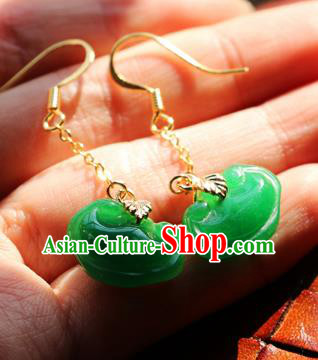 Chinese Traditional Hanfu Jade Cloud Ear Accessories Ancient Qing Dynasty Princess Earrings for Women