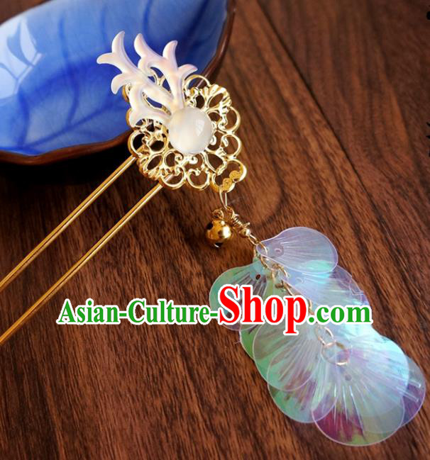 Chinese Ancient Song Dynasty Princess Antler Tassel Hairpins Traditional Hanfu Court Hair Accessories for Women