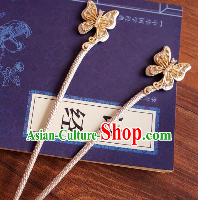 Chinese Ancient Ming Dynasty Princess Butterfly Hairpins Traditional Hanfu Court Hair Accessories for Women