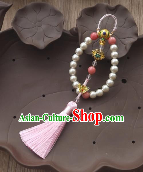 Chinese Traditional Hanfu Tassel Pearls Brooch Pendant Ancient Cheongsam Breastpin Accessories for Women