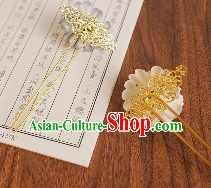 Chinese Ancient Princess White Silk Flower Hairpins Traditional Hanfu Court Hair Accessories for Women