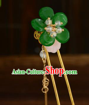 Chinese Ancient Tang Dynasty Princess Green Plum Tassel Hairpins Traditional Hanfu Court Hair Accessories for Women
