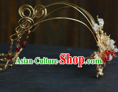 Chinese Ancient Tang Dynasty Princess Golden Phoenix Coronet Hairpins Traditional Hanfu Court Hair Accessories for Women
