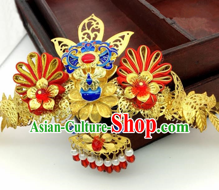 Chinese Ancient Tang Dynasty Tassel Hair Comb Hairpins Traditional Hanfu Court Princess Hair Accessories for Women