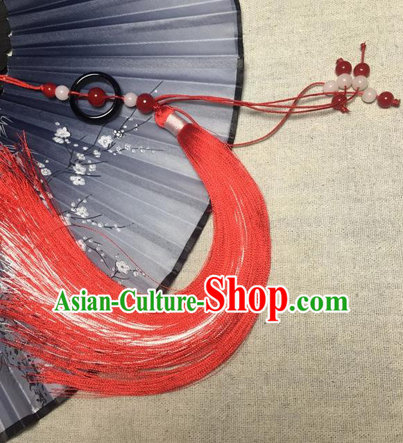 Traditional Chinese Hanfu Jade Waist Accessories Ancient Swordsman Red Tassel Pendant