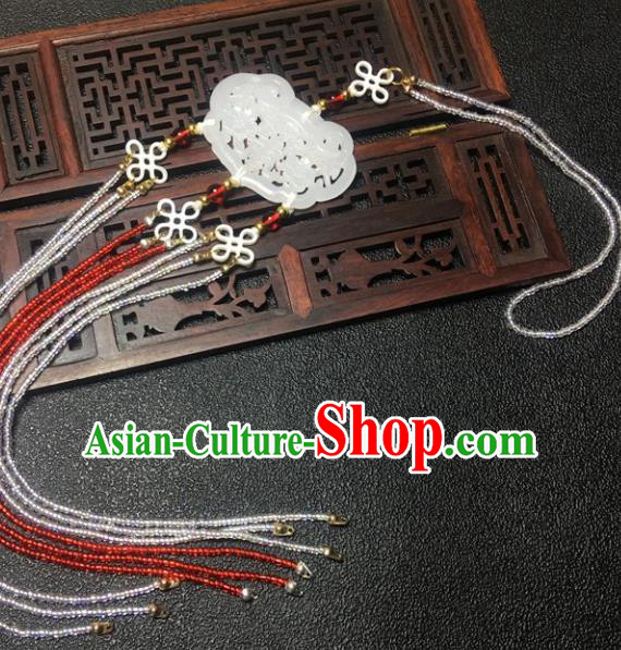 Traditional Chinese Hanfu Jade Carving Waist Accessories Beads Tassel Pendant Ancient Swordsman Brooch